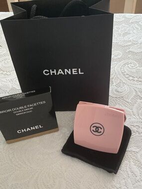 CHANEL Pink Compact Mirror &  Gift Bag